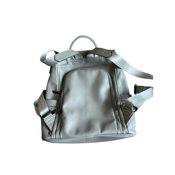 Cheruty Vegan Gray Leather Backpack/Purse Adjustable Straps 2 Zipper Pockets - Picture 2 of 8